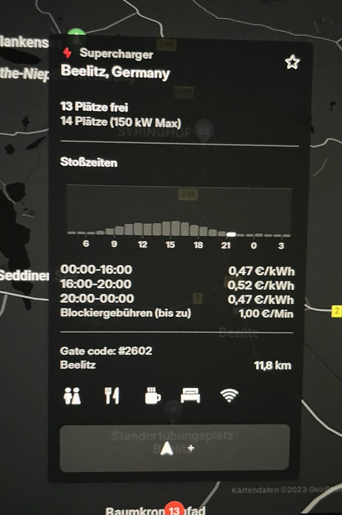 Preise am Supercharger Beelitz am 10.01.2023